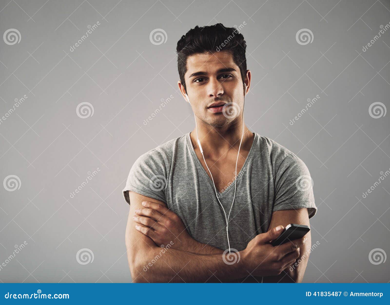 Hispanic Guy Enjoying Listening To Music Stock Image - Image of candid ...