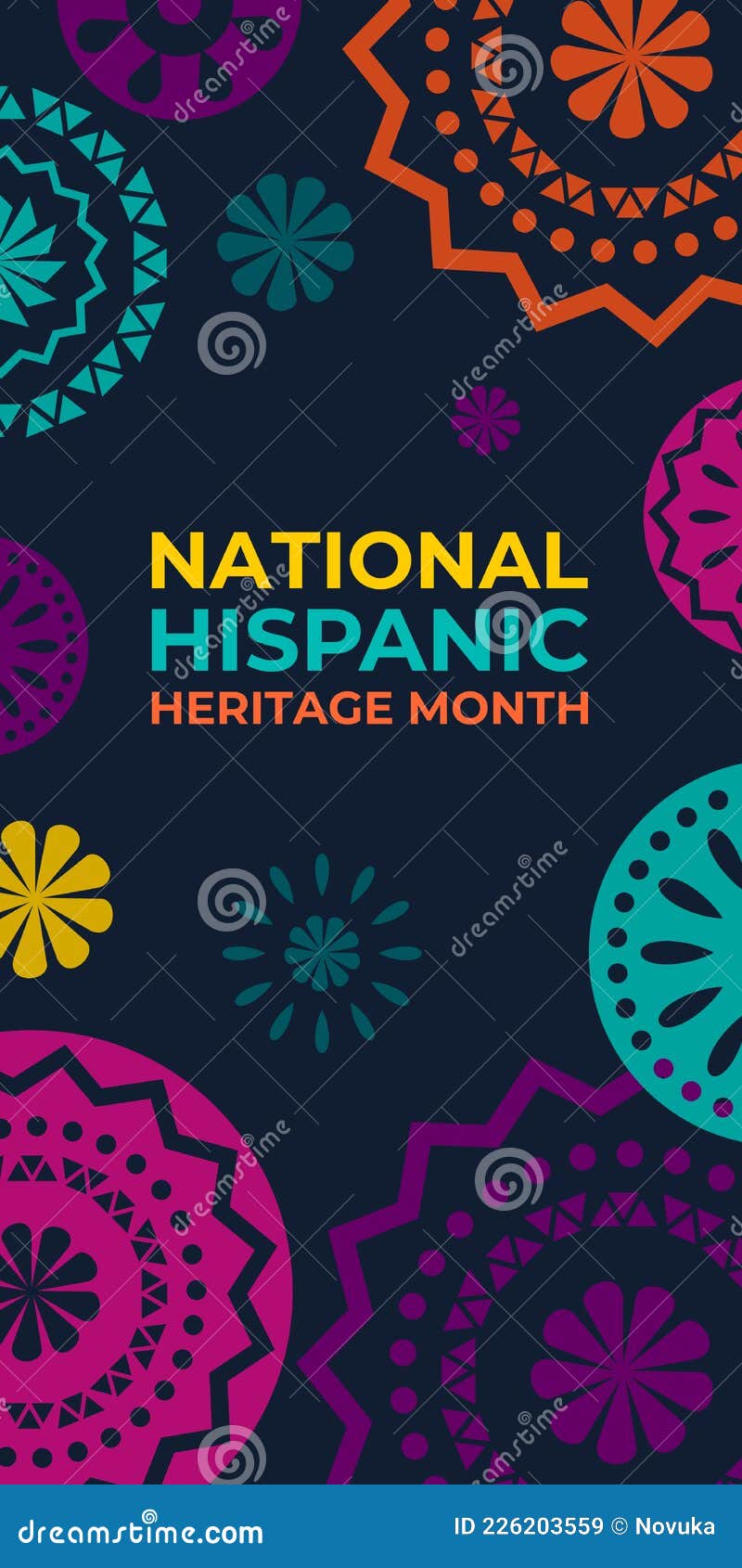 hispanic heritage month. vertical  web banner, poster, card for social media. greeting with national hispanic heritage month