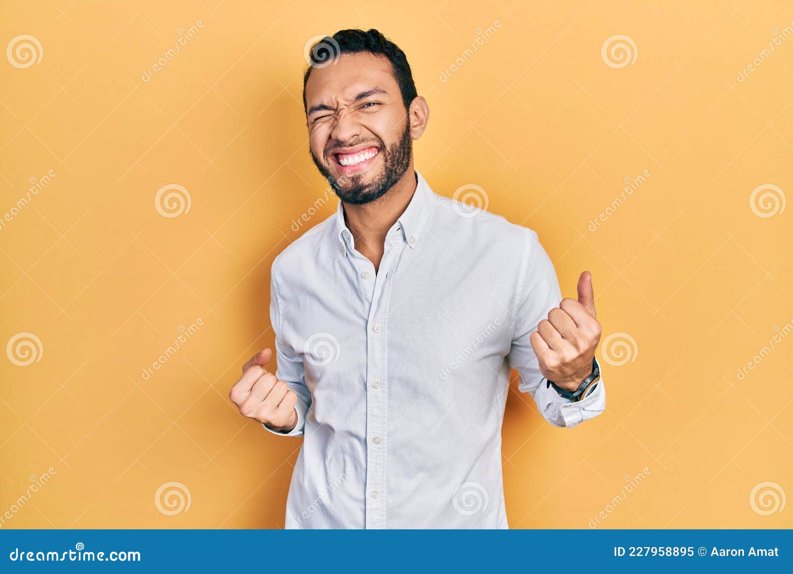 Hispanic Man with Beard Wearing Business Shirt Very Happy and Excited ...
