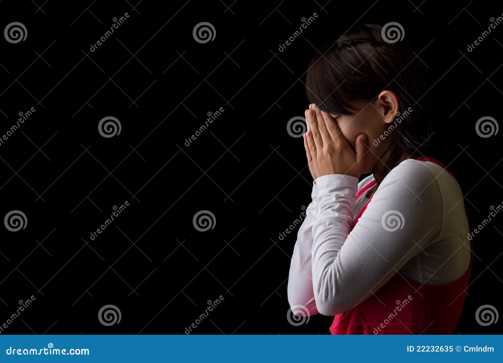 Hispanic Woman Praying And Crying Royalty Free Stock Photo Image 22232635