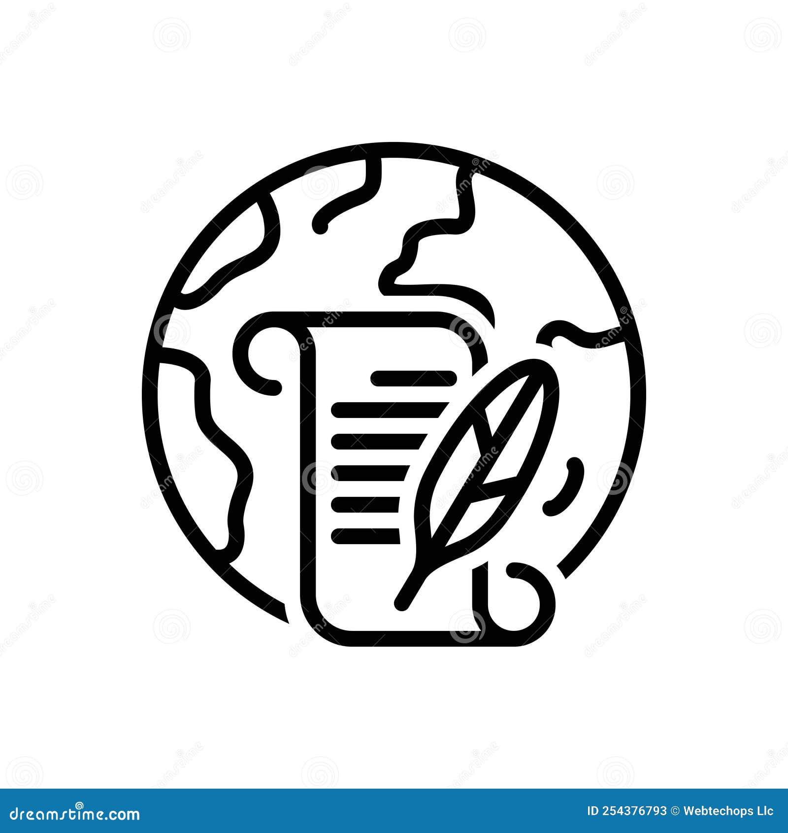 black line icon for hist, scroll and poetry