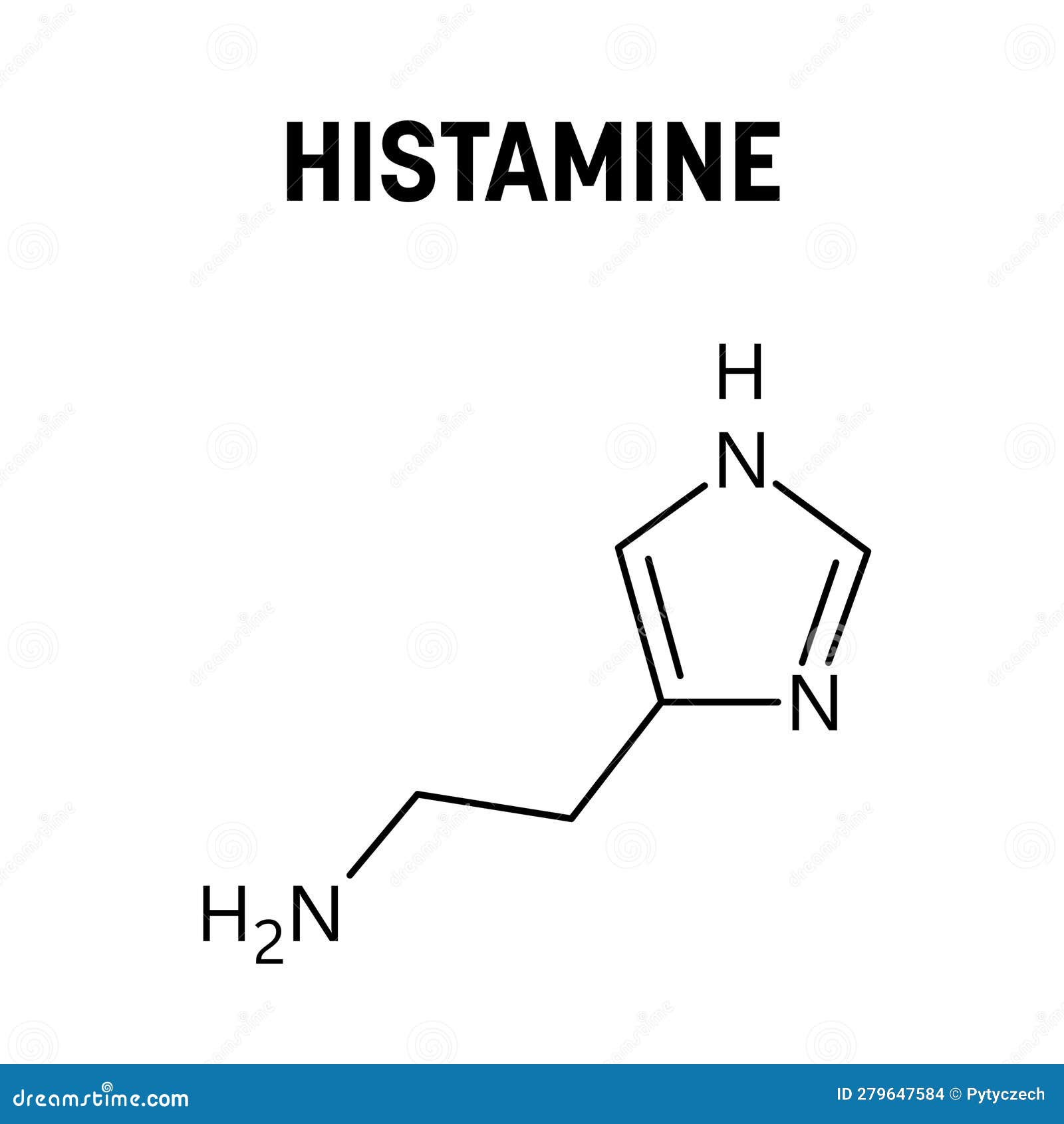 Histamine Structural Formula of Molecular Structure Stock Vector
