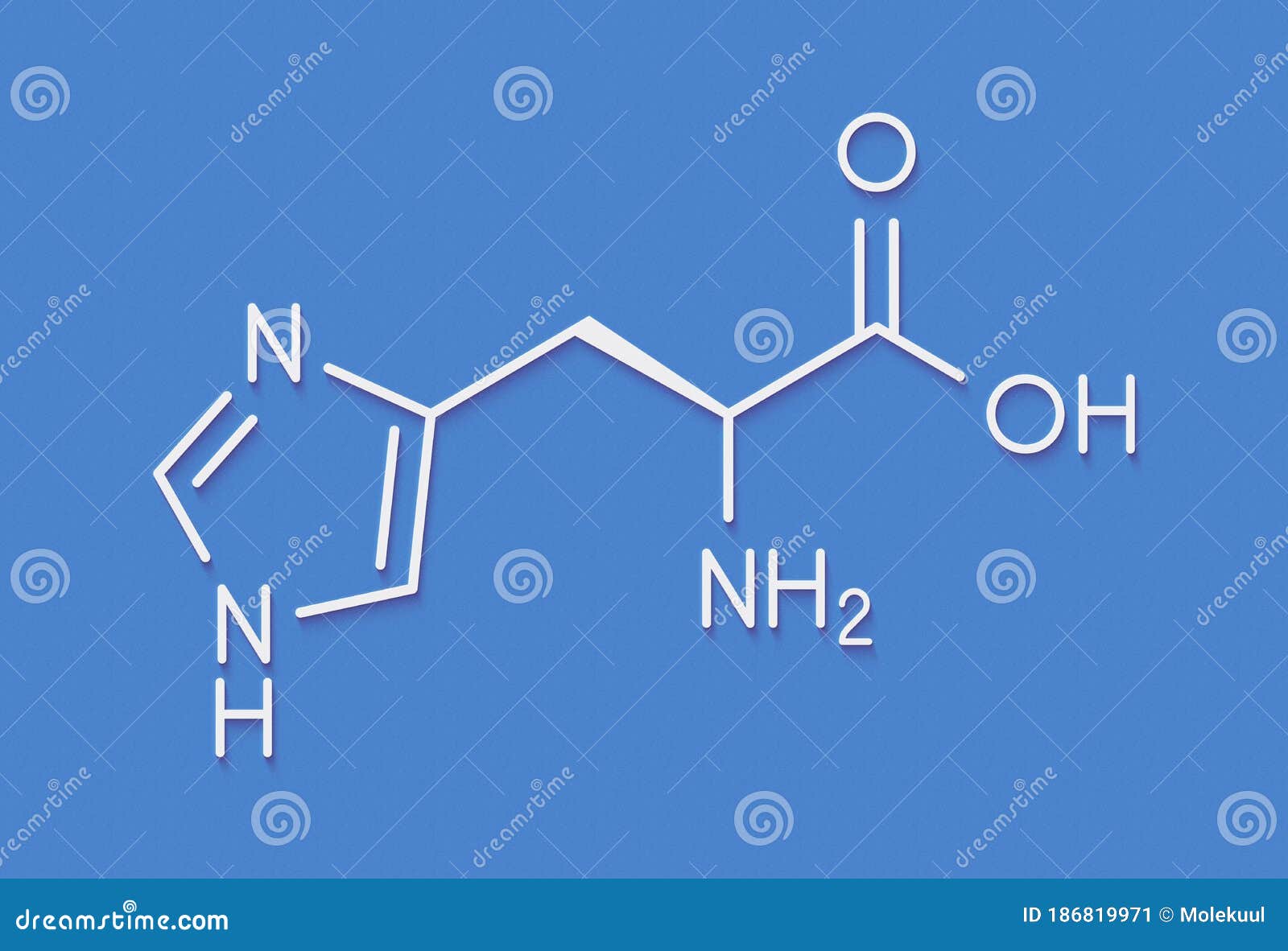 Histidine Lhistidine, His, H Amino Acid Molecule. Skeletal Formula