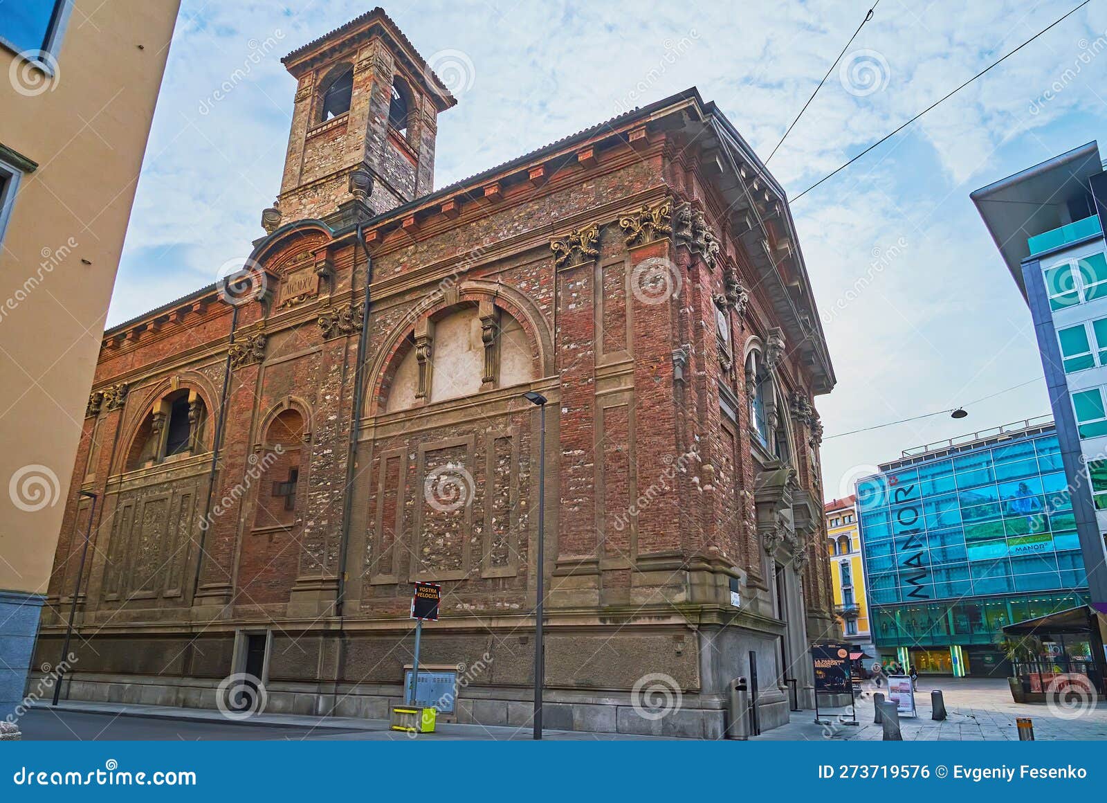 the corner of sant'antonio abate church, on march 13 in lugano, switzerland