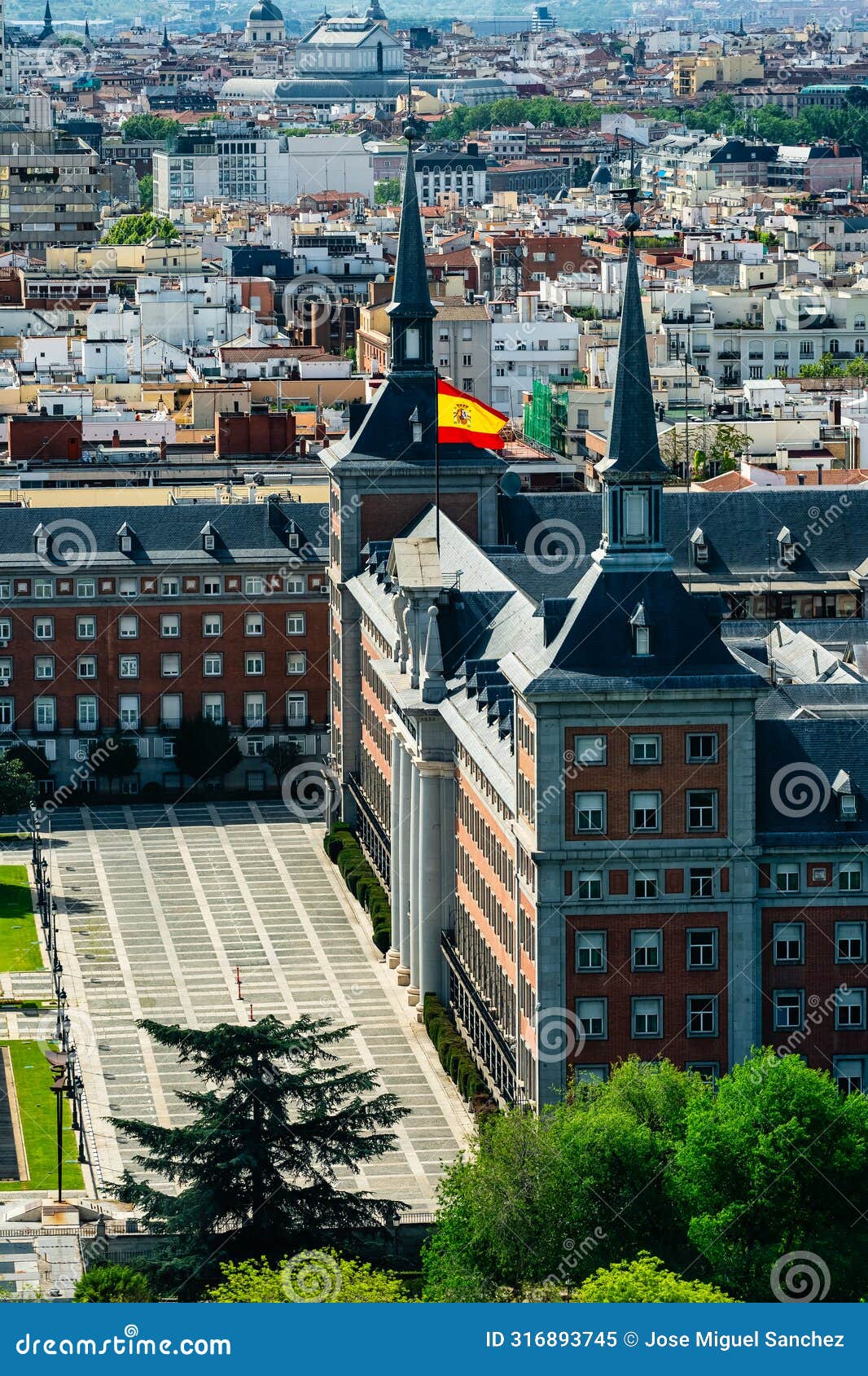 historic buildings of the city of madrid at the entrance to the city on the road to la coruna,