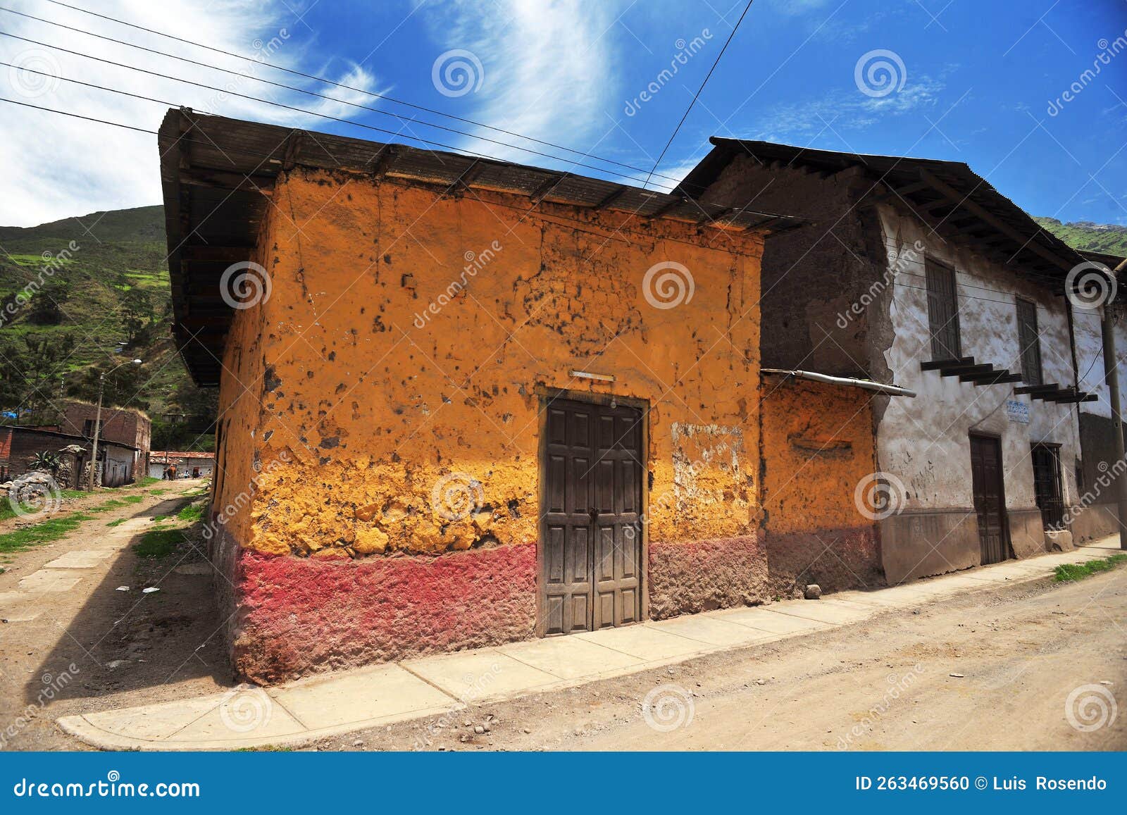 historic city and old buildings with dirt streets lima peru octubre 2017 ,canta peru