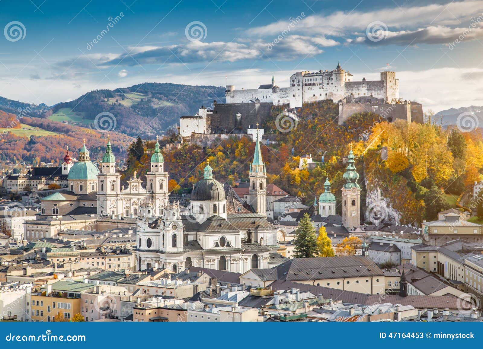historic city of salzburg in fall, austria
