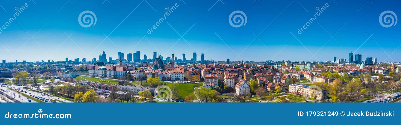 Historic Cityscape Panorama with High Angle View of Colorful ...