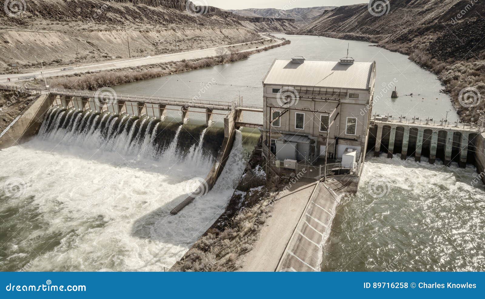 historic diversion dam on the boise river in idaho