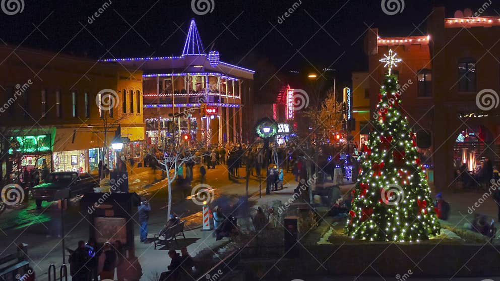 An Historic Downtown Flagstaff, Arizona, New Year S Eve Editorial Stock