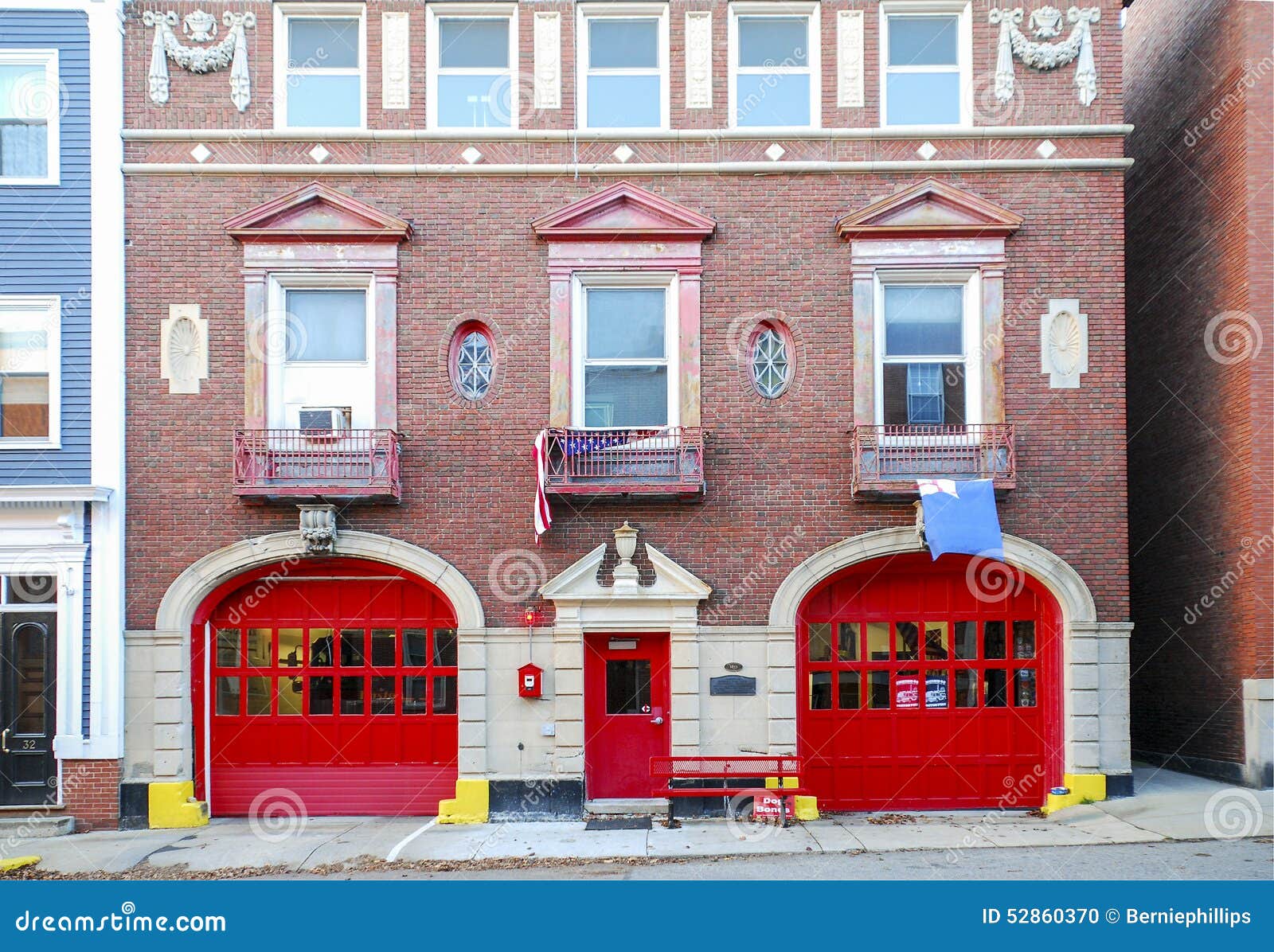 historic firehouse red doors