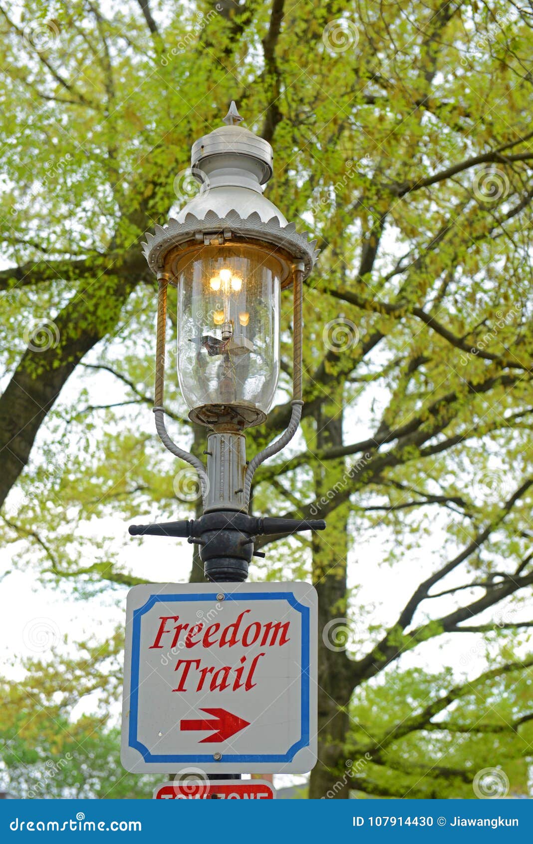 historic gaslight in charlestown, boston, ma, usa