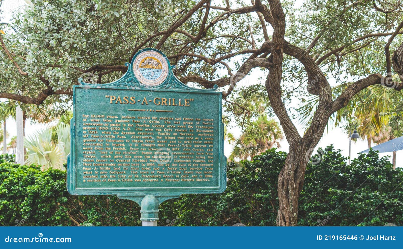 Historic Marker Sign at Pass a Grille Beach in Florida Editorial Photo