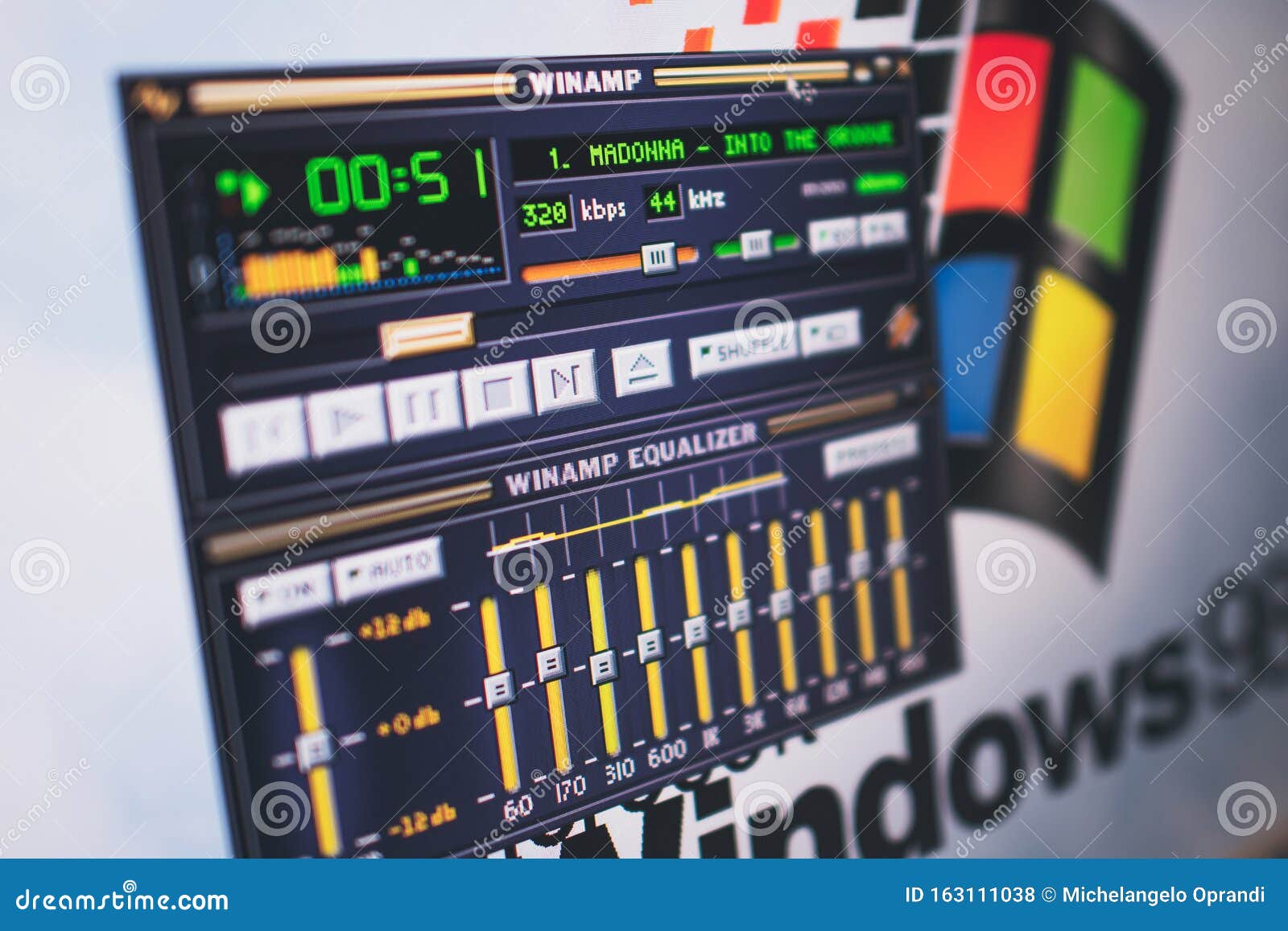 The Historic Mp3 Player Winamp Plays Madonna in To Tge Groove Song on Windows 98 Stock Photo - Image of mythical, computer: 163111038