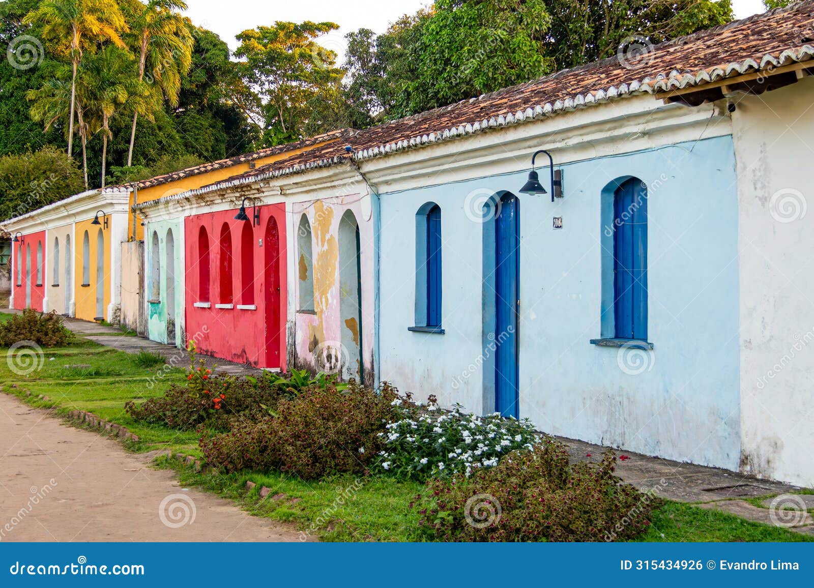 historic old houses in the historic center of the old town of porto seguro, in the state of bahia, brazil