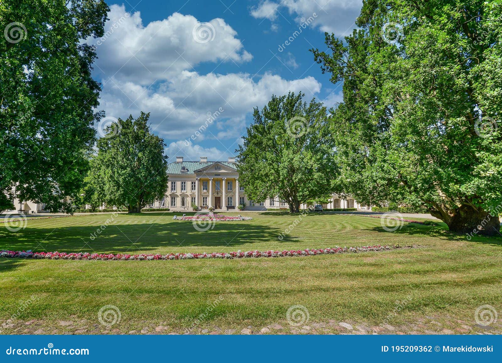historic palace in the town of walewice, poland.