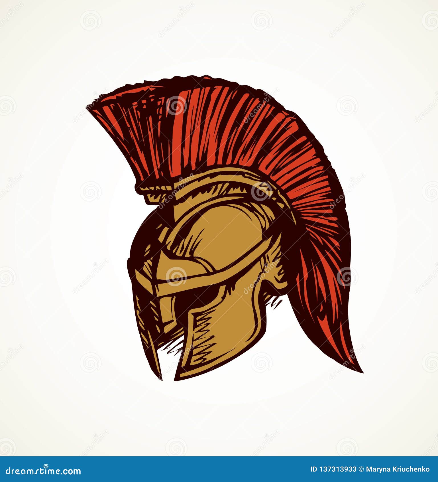 Gold sparta helmet icon, outline style | Stock vector | Colourbox