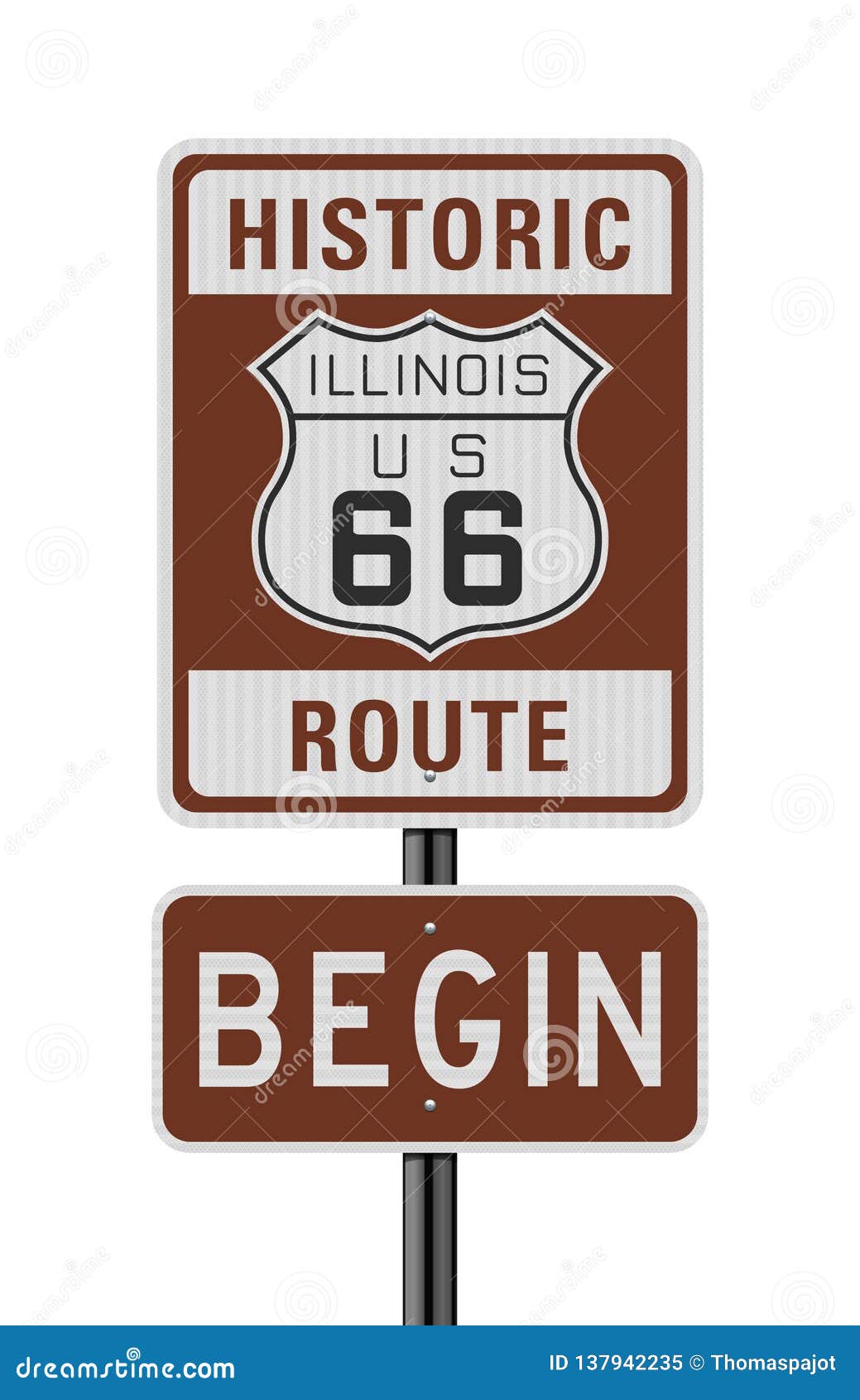 historic route 66 begin road sign