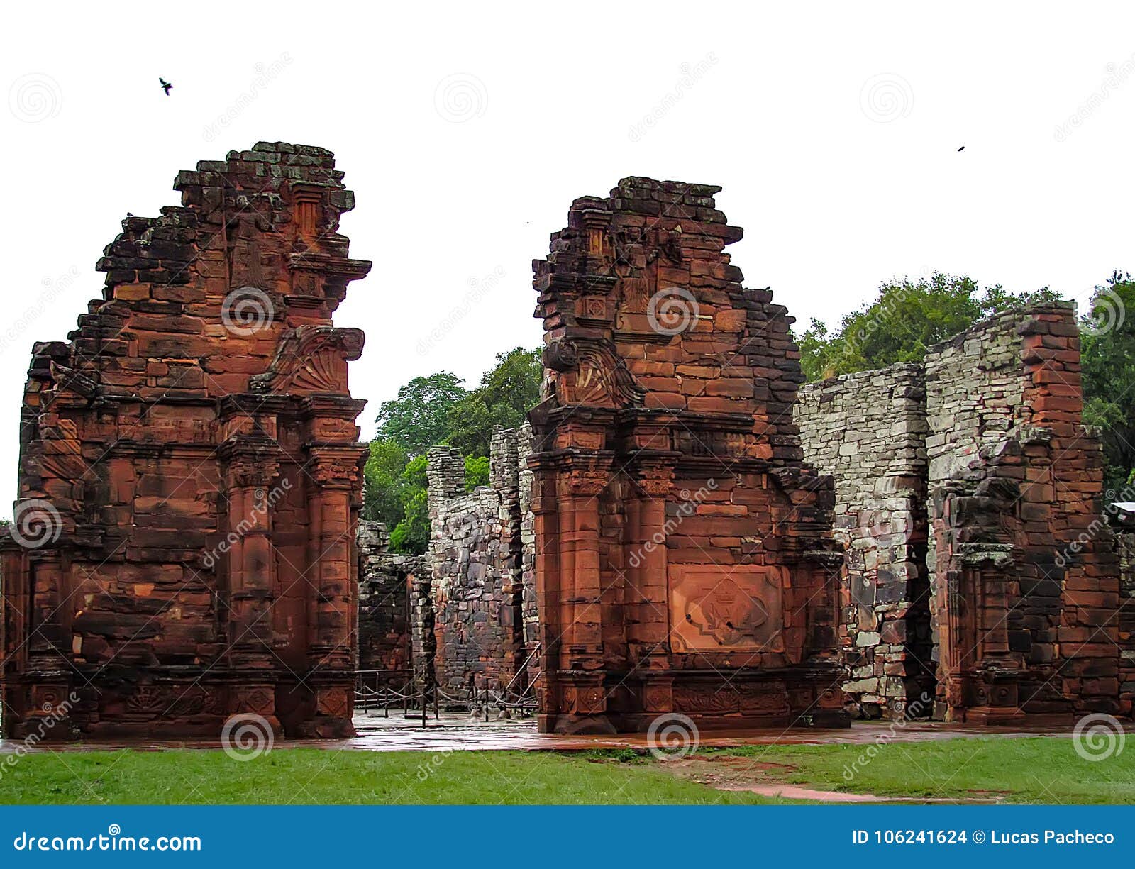 historic ruins of san ignacio mini, in argentina city of san ig