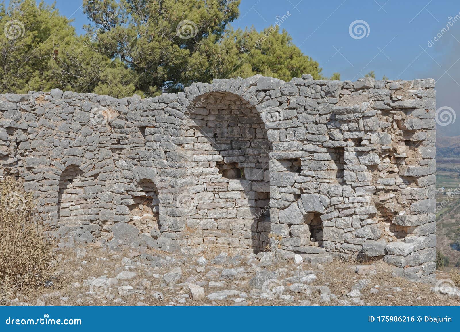 historic unexplored remains of a stone church in sarande albania
