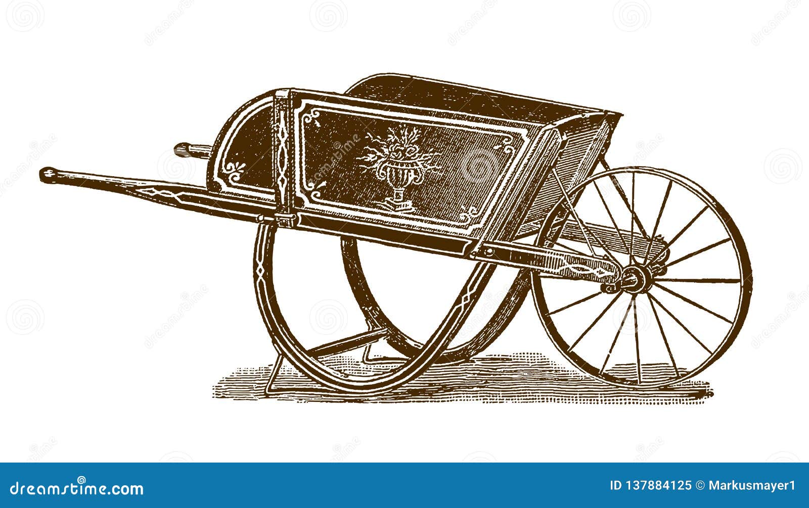 Historical Wheelbarrow in Side View Stock Vector Illustration of