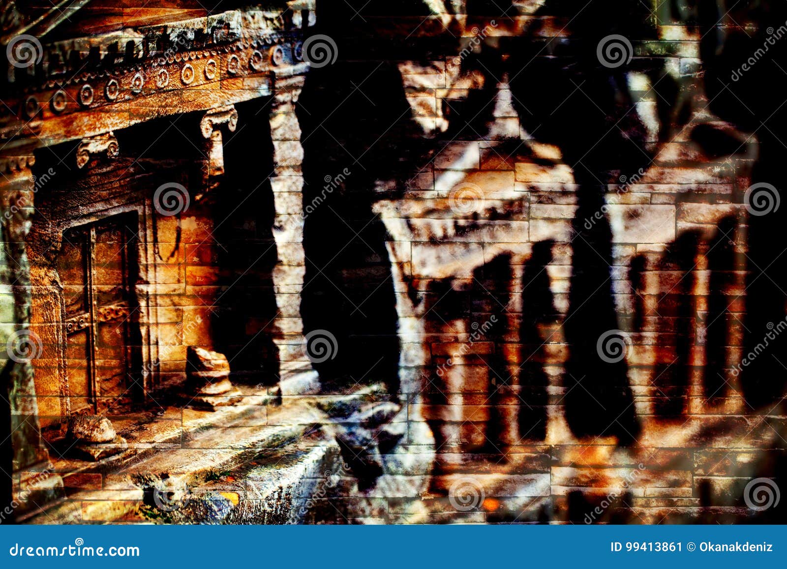 Historical Building Background Texture Stock Illustration