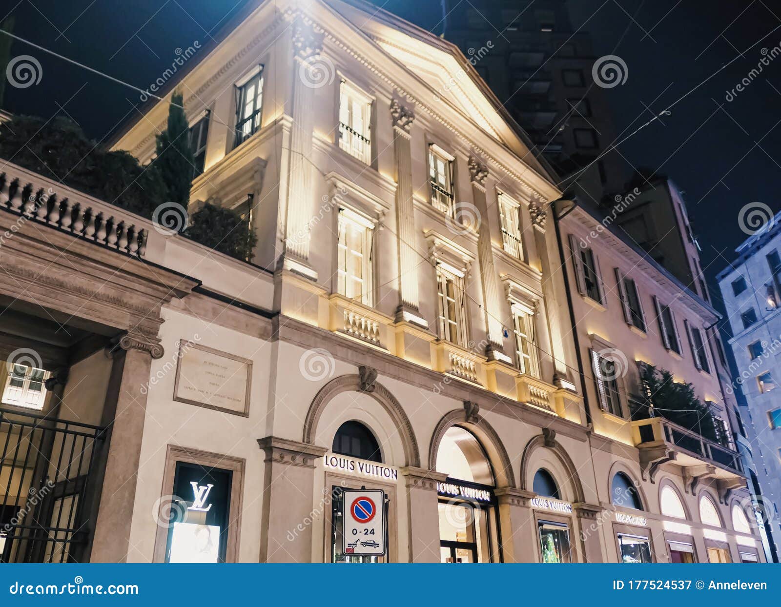 Milan,Italy Via Monte Napoleone Upscale Shopping Street With