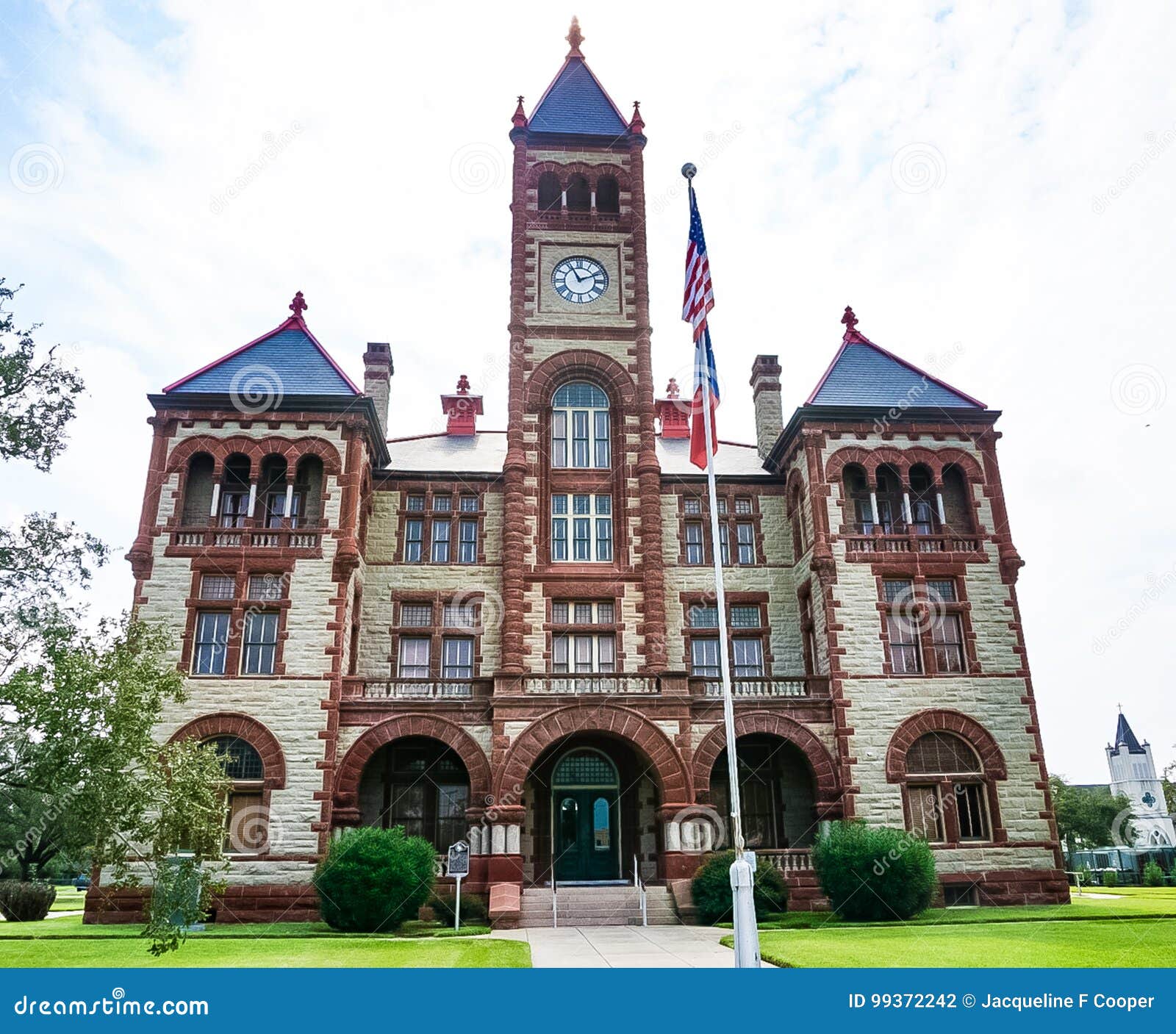 the historical de witt county courthouse in cuero, texas along t