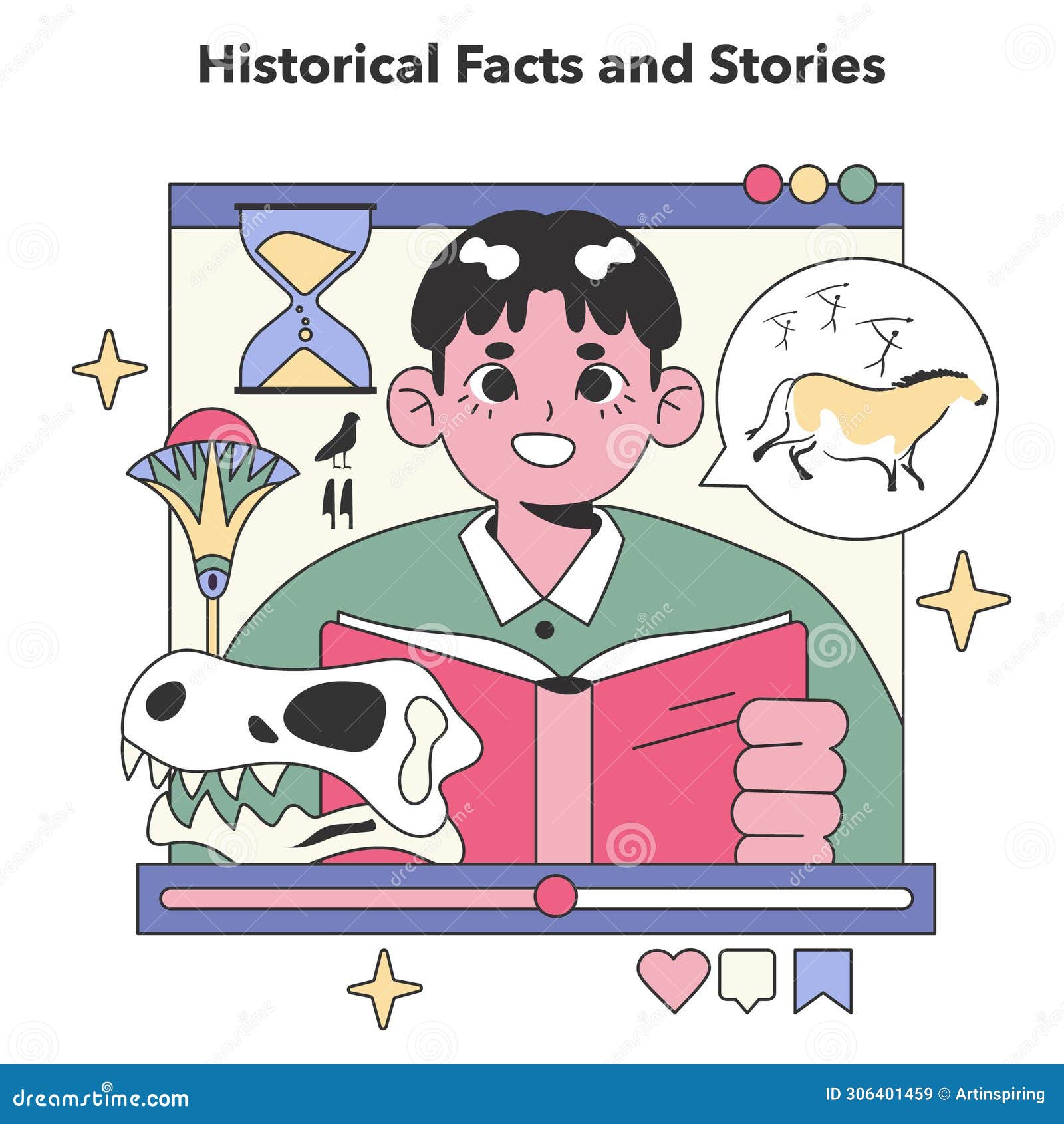 Historical Facts and Stories Concept. Flat Vector Illustration. Stock