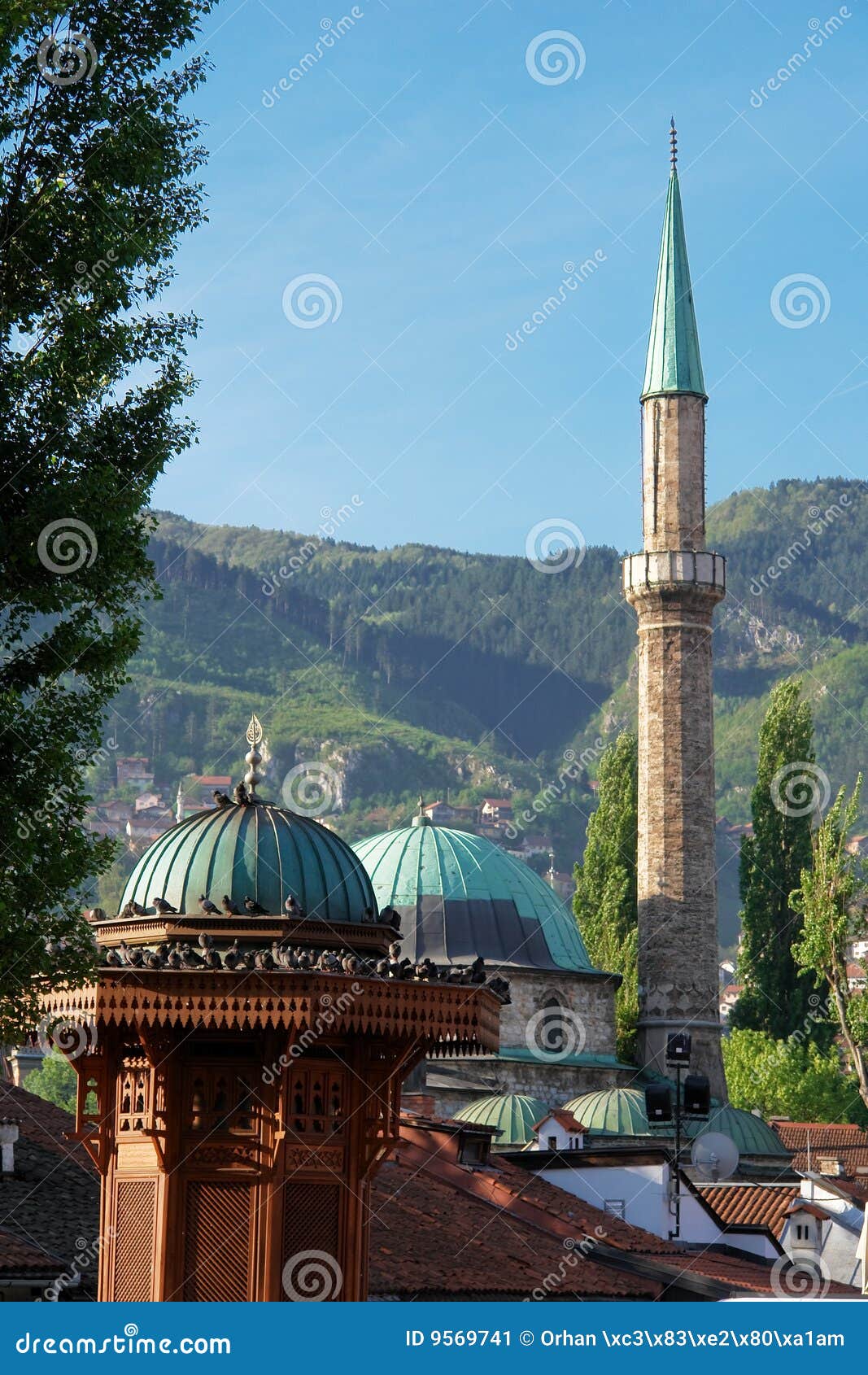 historical fount and mosque in sarajevo