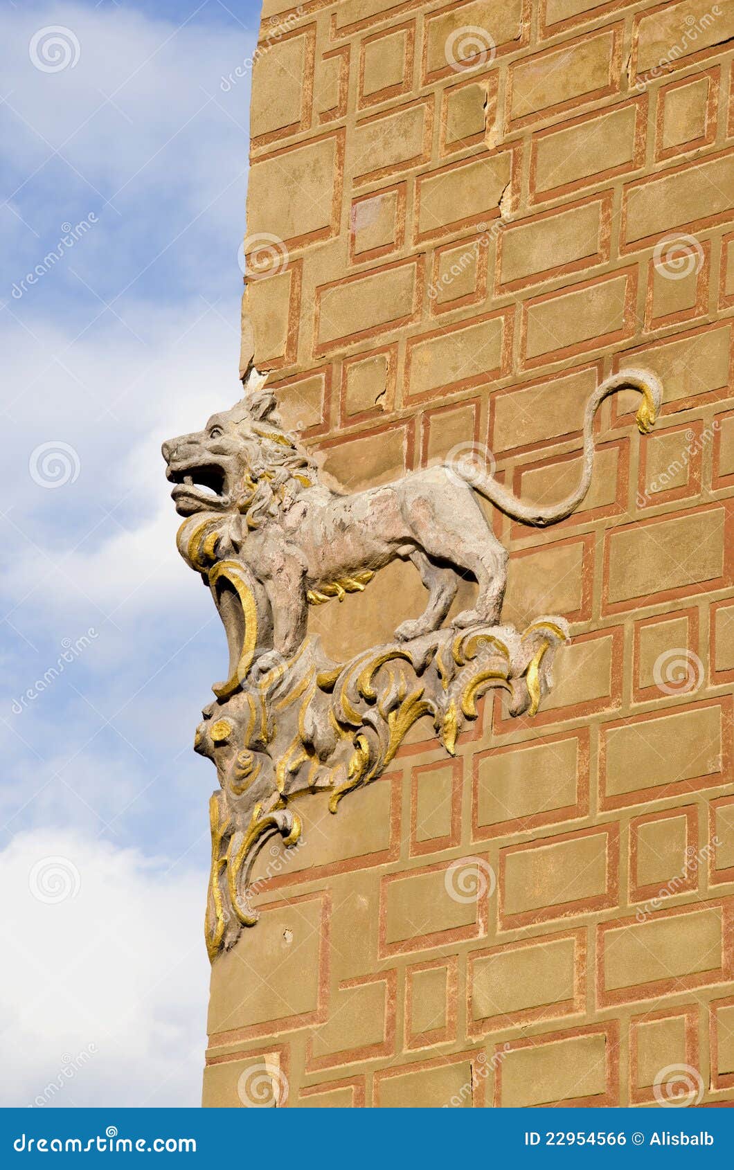 Historical Lion Relief on Wall and Sky Stock Photo Image of europe