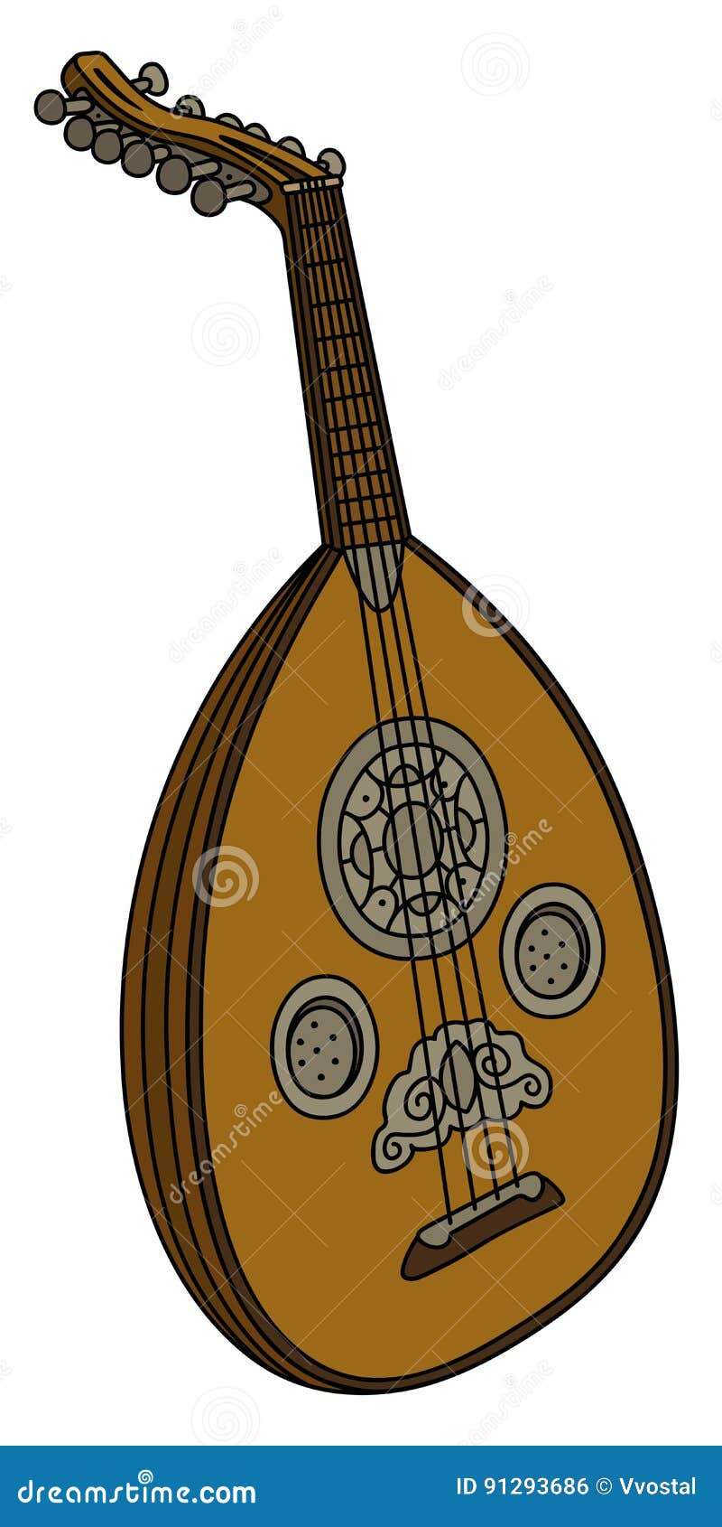 Historical lute stock vector. Illustration of music, folk 91293686