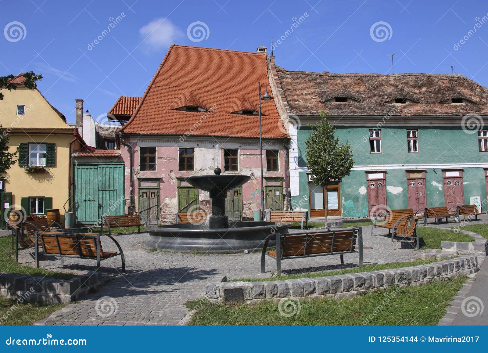 Historical Old Buildings In The Medieval City Sibiu Hermannstadt Romania Stock Photo Image Of Church Medieval 125354144