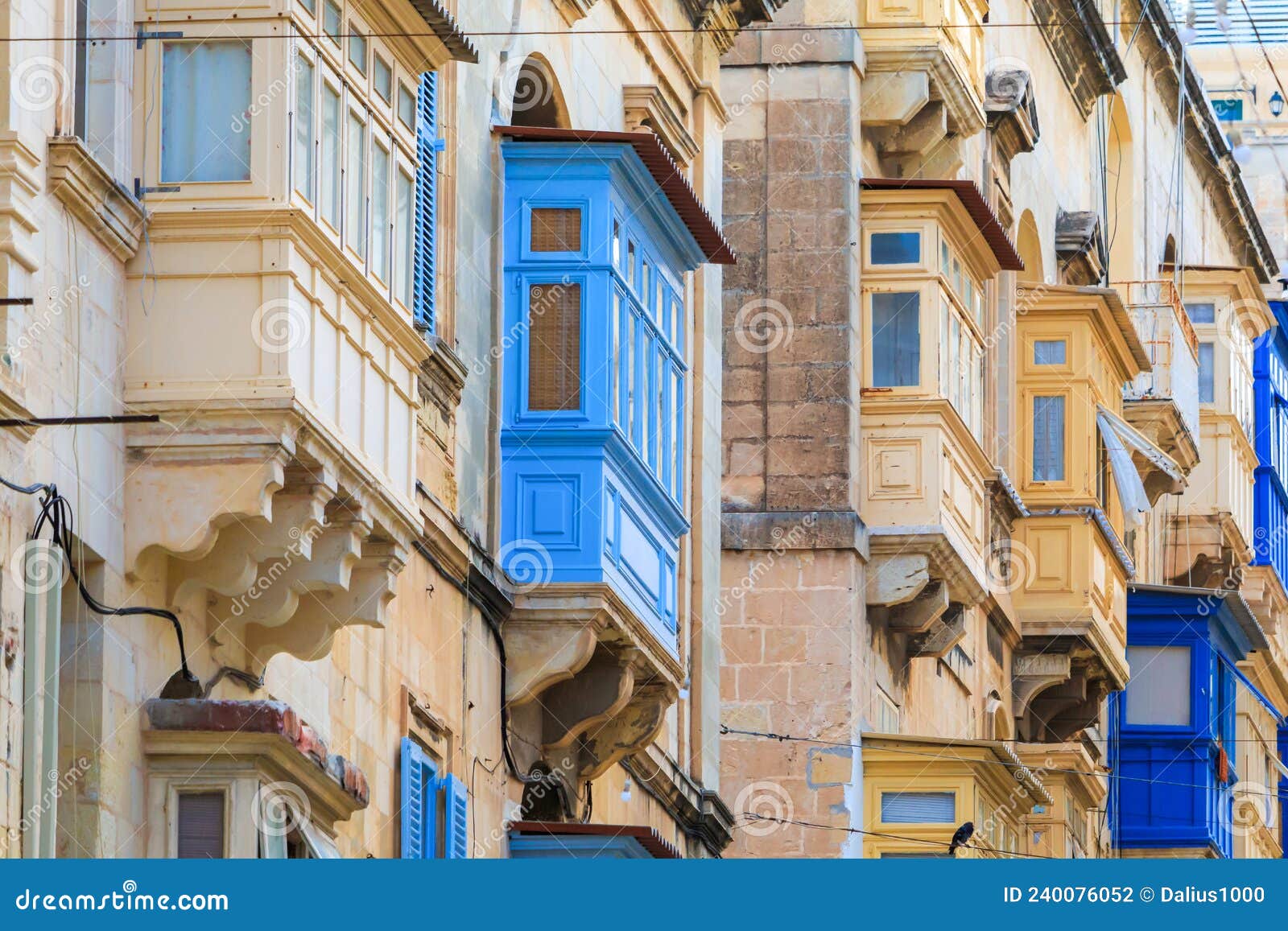 historical old colorful balconies in valletta, malta