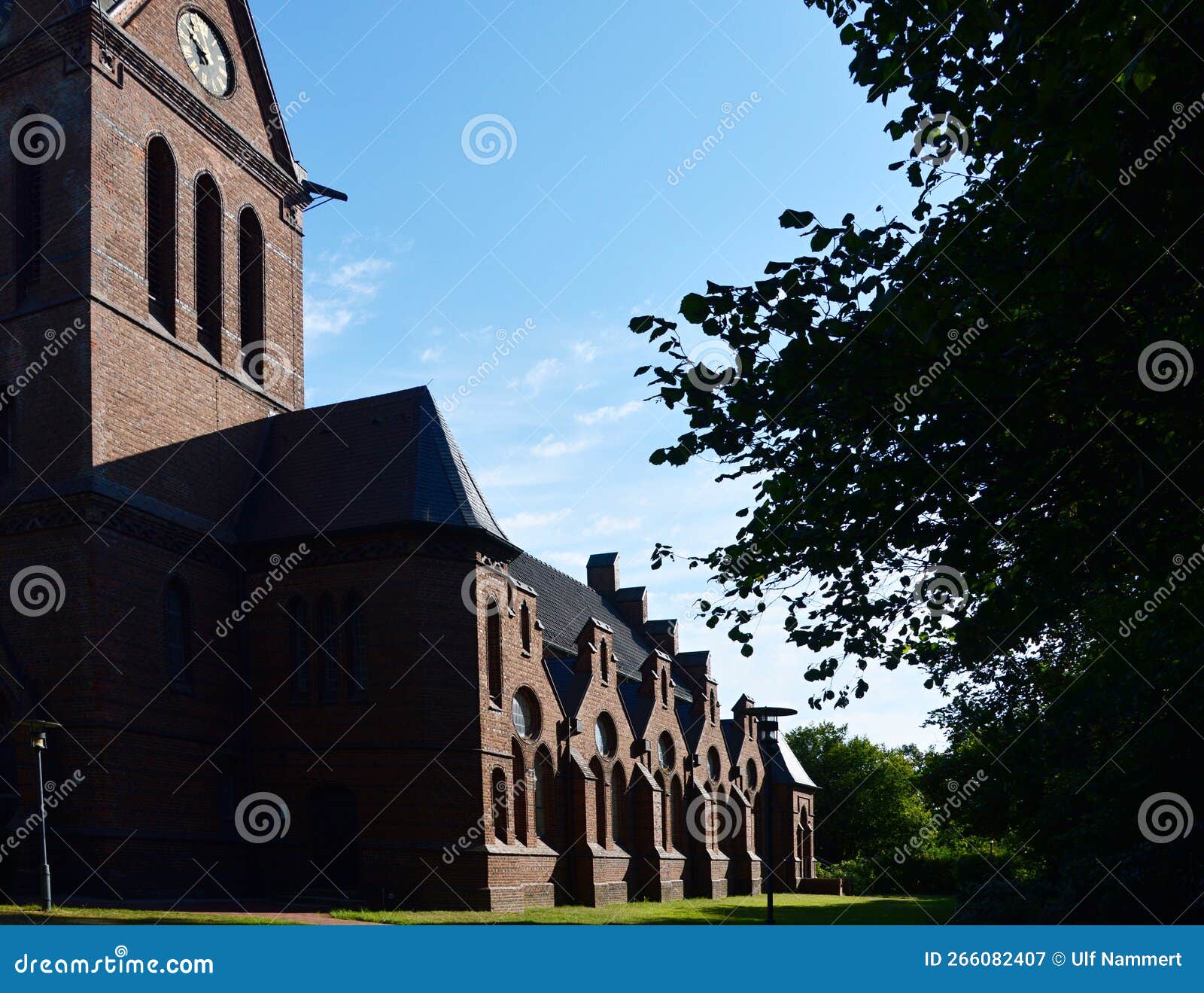historical peace church in the town loga, leer, east frisia, lower saxony
