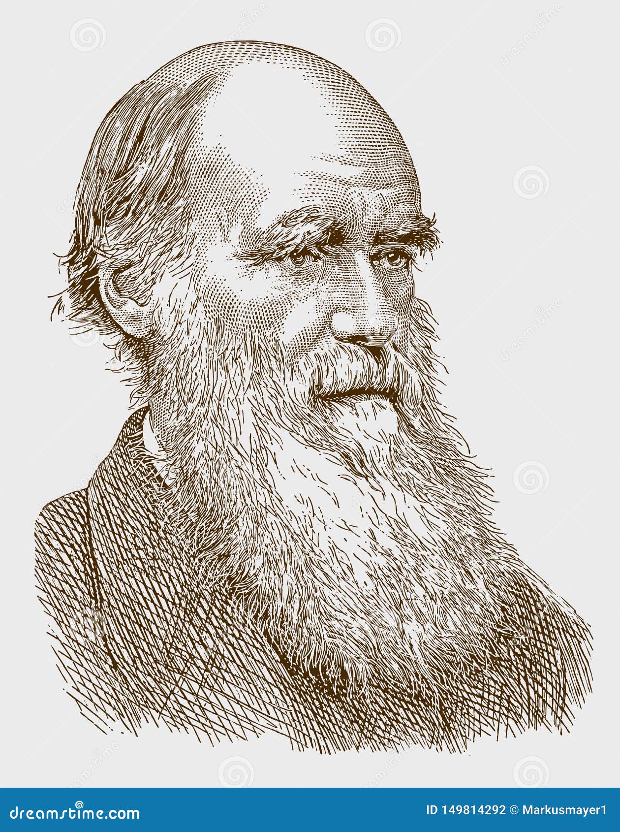 historical portrait of charles darwin the famous scientist with a long beard