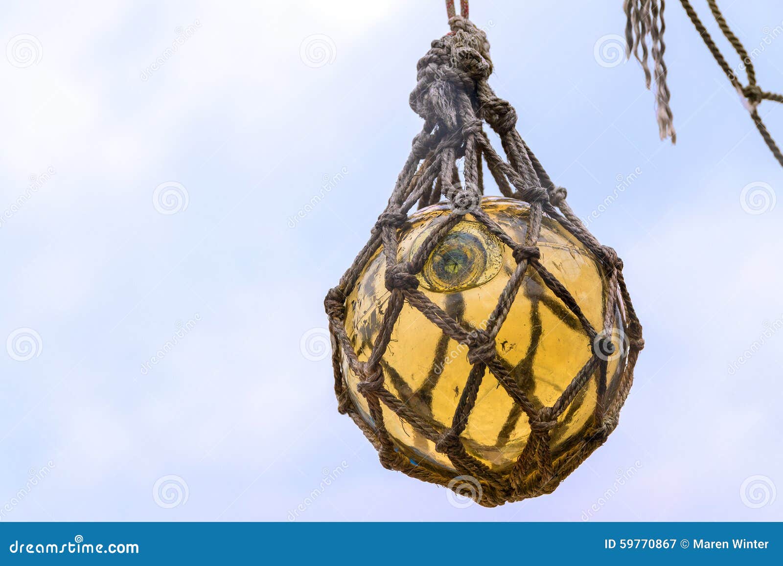 Historical Yellow Glass Fishing Float Ball Hanging in a Net To D Stock  Image - Image of code, fish: 59770867