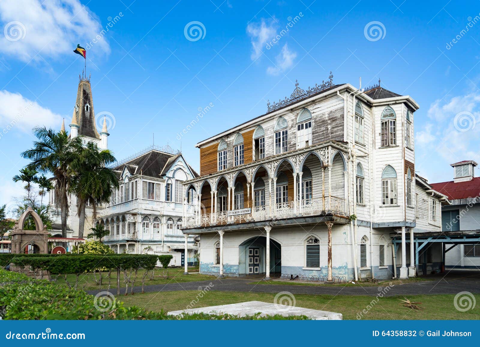 Historische Gebäude Um Guyana Stockfoto Bild von