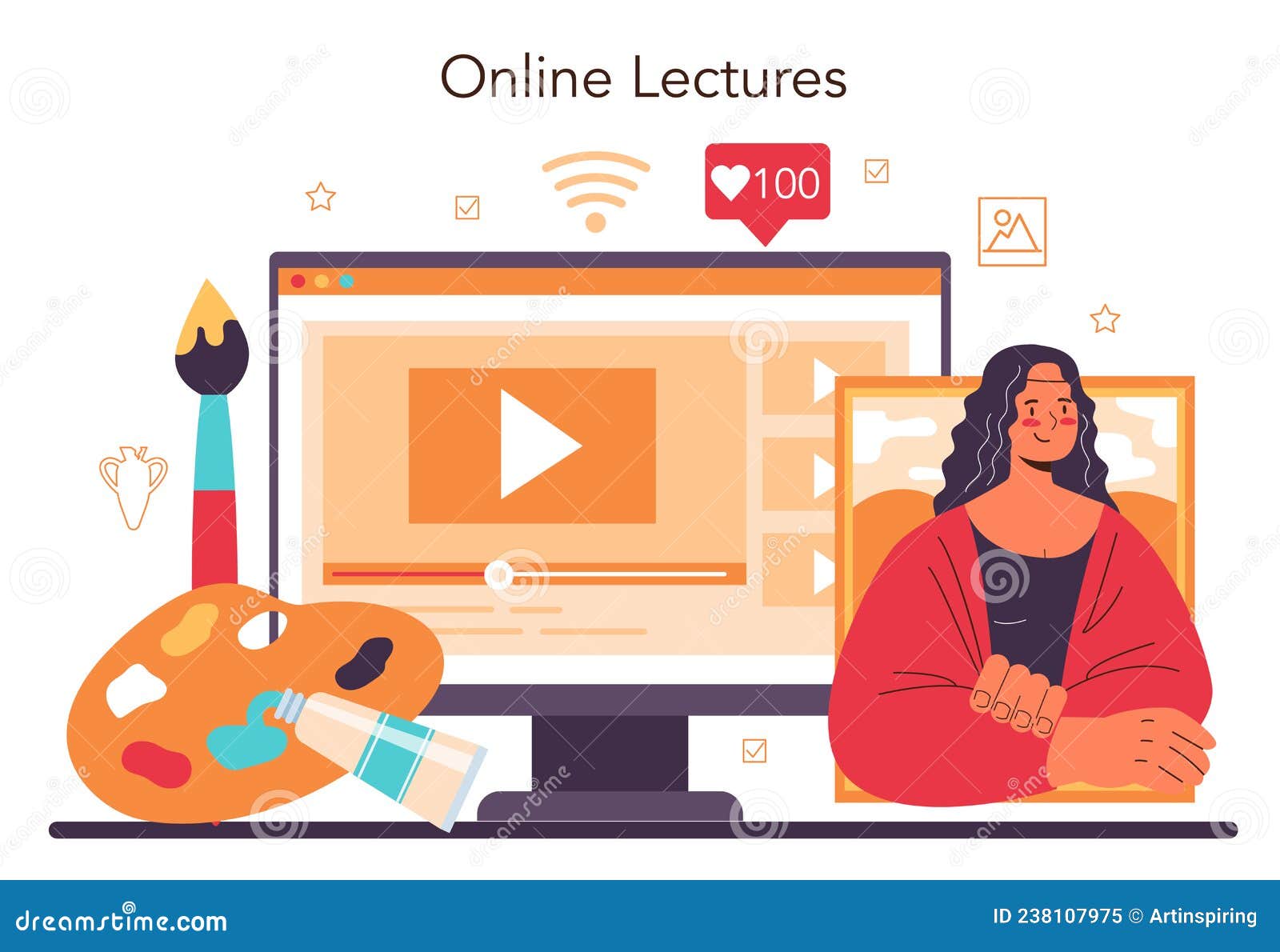 History of Art Online Service or Platform. Historian Specializing Stock