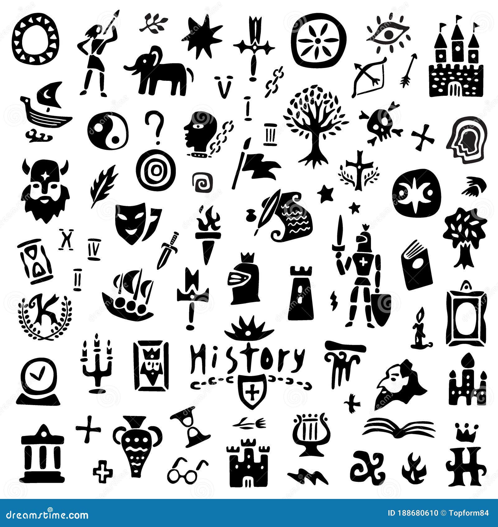History Education Subject Handwriting Doodle Icon Vector Illustration