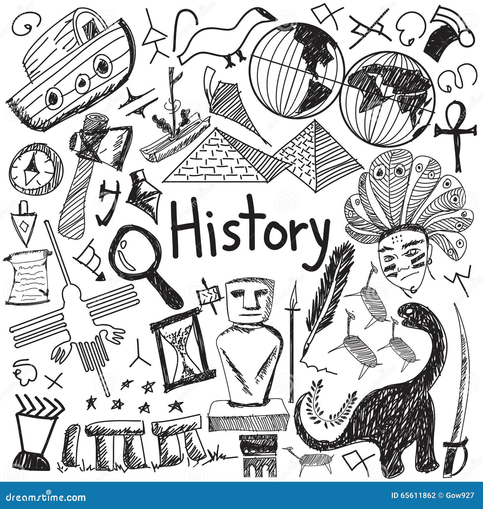 history education subject handwriting doodle icon