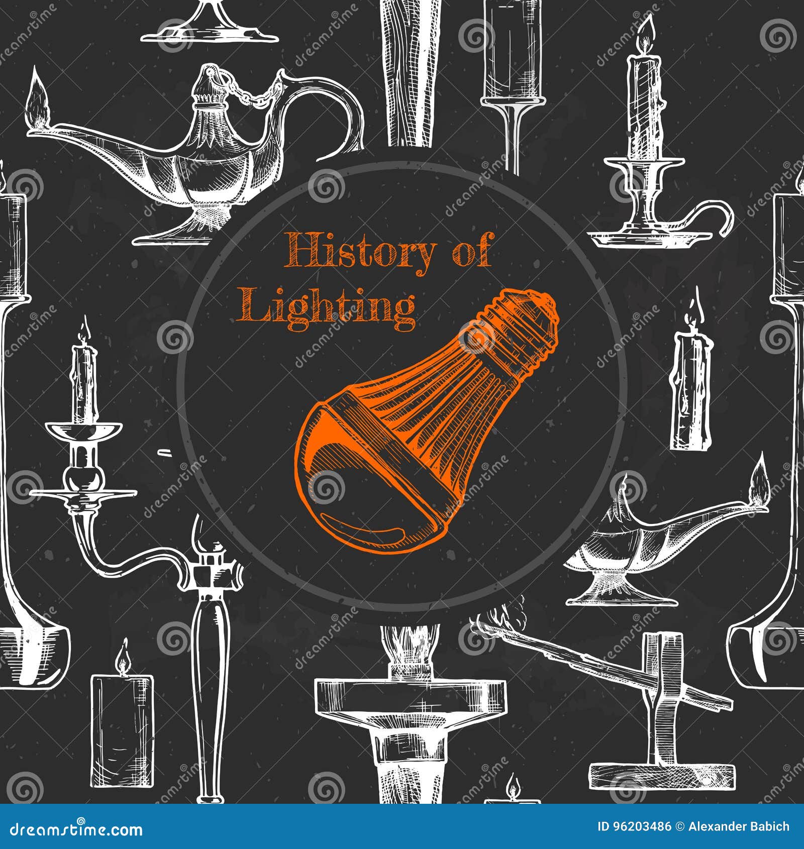 History of lighting stock vector. Illustration of etching 96203486