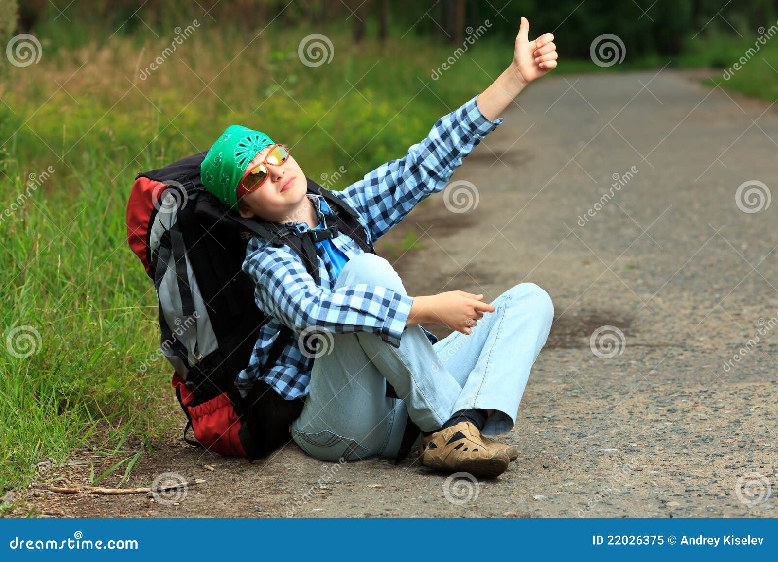 Hitchhiking stock image. Image of active, male, road 22026375