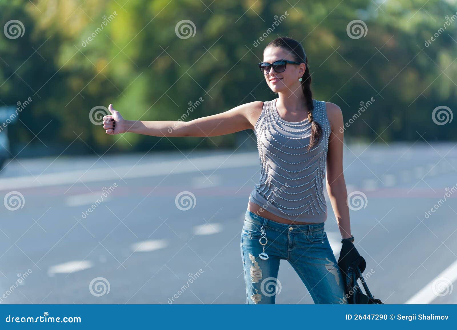 Hitchhiking stock photo. Image of holiday, jean, nature 26447290