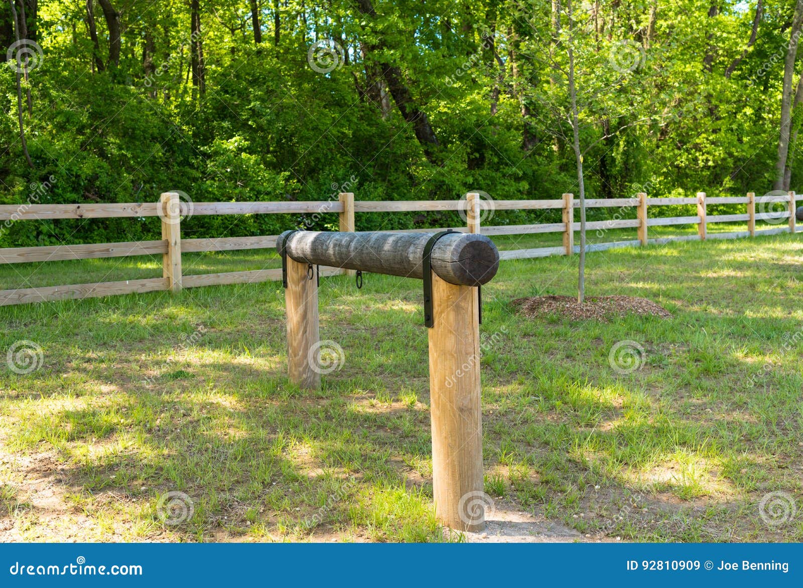 Hitching Post in the Woods stock image. Image of park 92810909