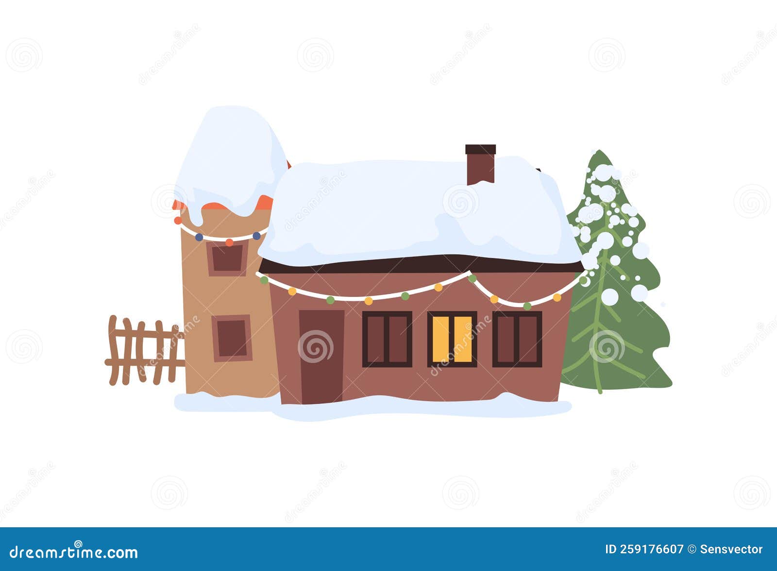 Chalet Maison Du Pere Noel Dessin Hiver Noël Chalet Maison Et Neige Fourrure Arbres Chalet Illustration de Vecteur - Illustration du fête, hutte: 259176607