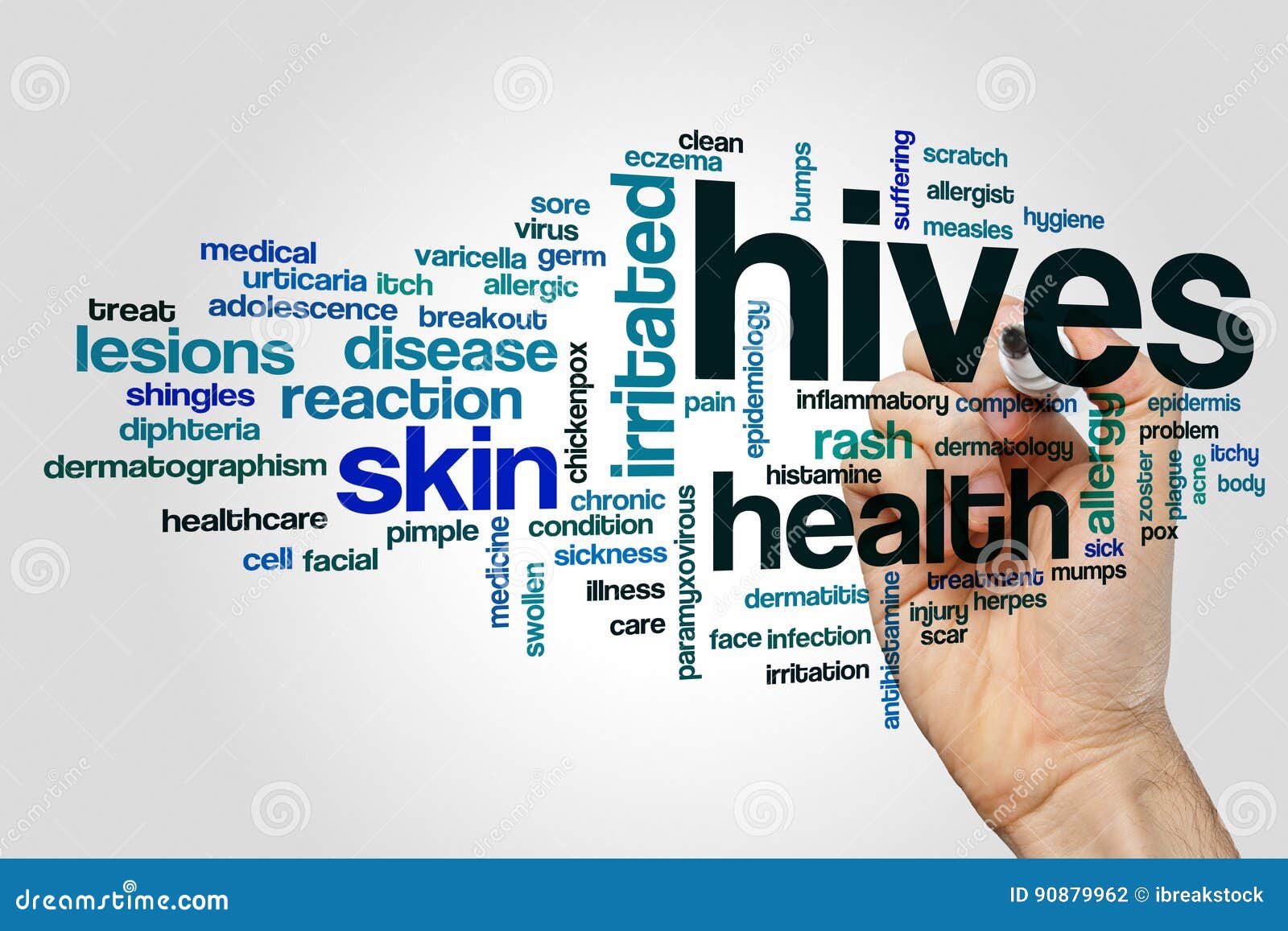 Hives word cloud stock photo. Image of epidemiology, allergist 90879962