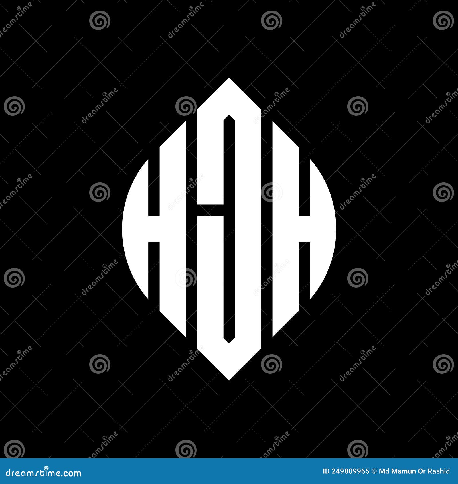 hjh circle letter logo  with circle and ellipse . hjh ellipse letters with typographic style. the three initials form a