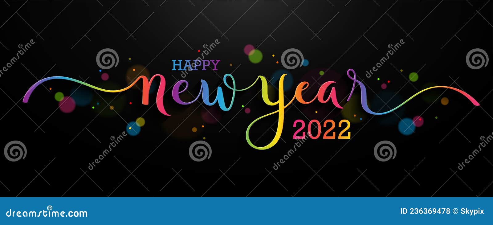 happy new year 2022 colorful calligraphy banner