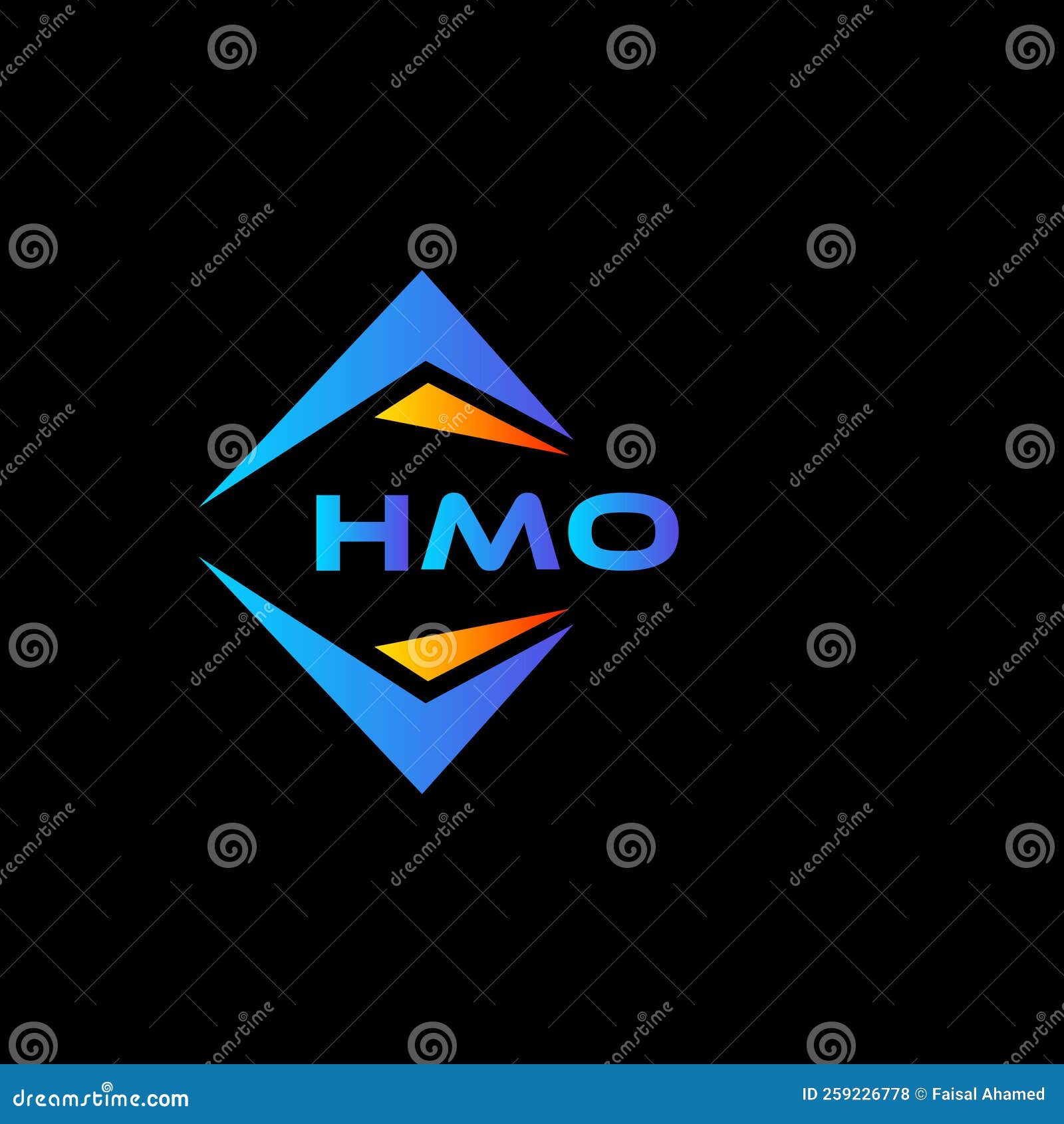 hmo abstract technology logo  on black background. hmo creative initials letter logo concept
